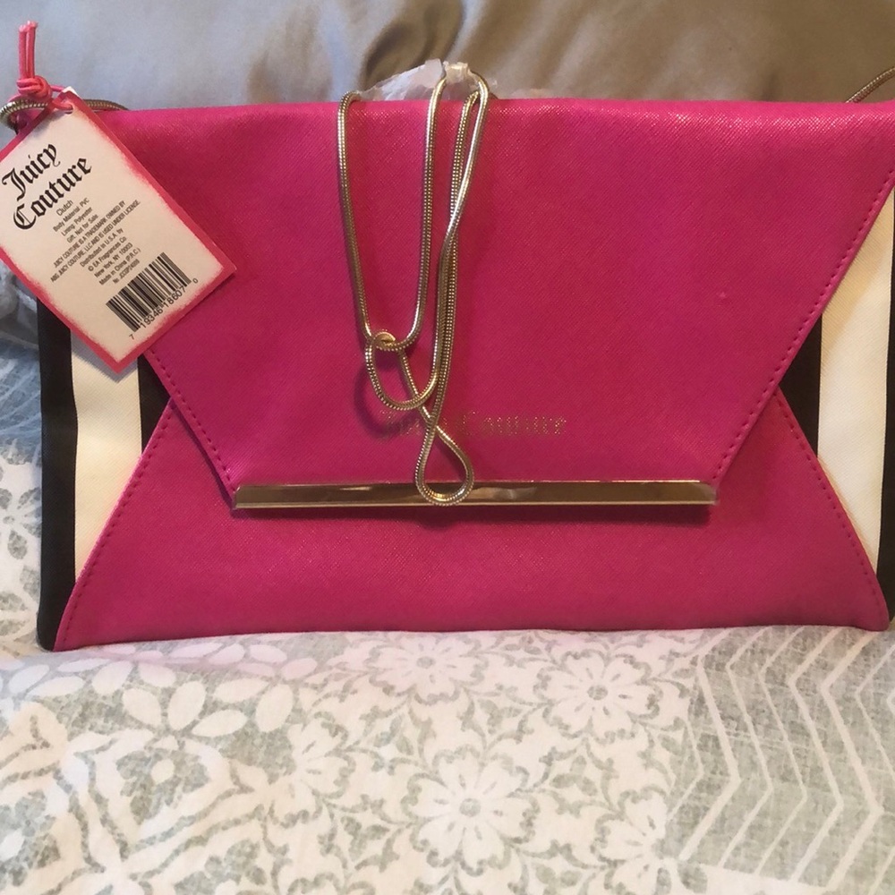 Juicy Couture Pink Envelope Clutch with Gold Hardware